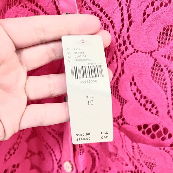 NWT Anthropologie Pink Lace Long Sleeve Top Size 10 - Picture 4 of 8